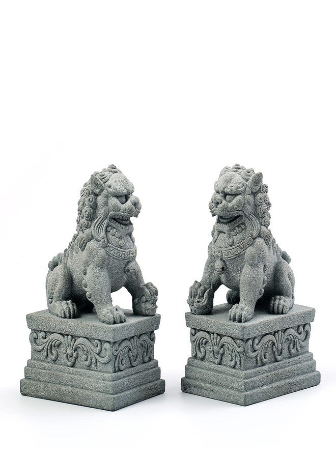 Sdeetesamjun Foo Dogs Statues Pair Guardian Lion Statues Fu Foo Dogs Stone Chinese Feng Shui Decor Housewarming Congratulatory to Ward Off Evil Energy (L) - Image 1